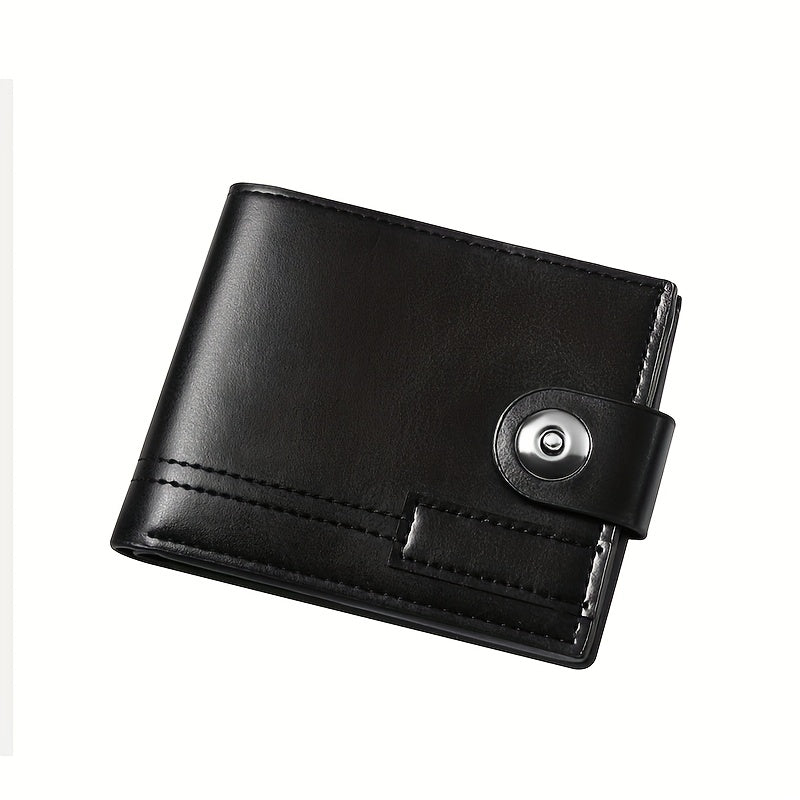 Men's & Unisex Compact Wallet with Snap & Clip Closure - PU Short Billfold, Cash/Credit Card Holder & ID for Travel, Everyday Carry - Minimalist Money Clip for -the- (No-Wash Care)
