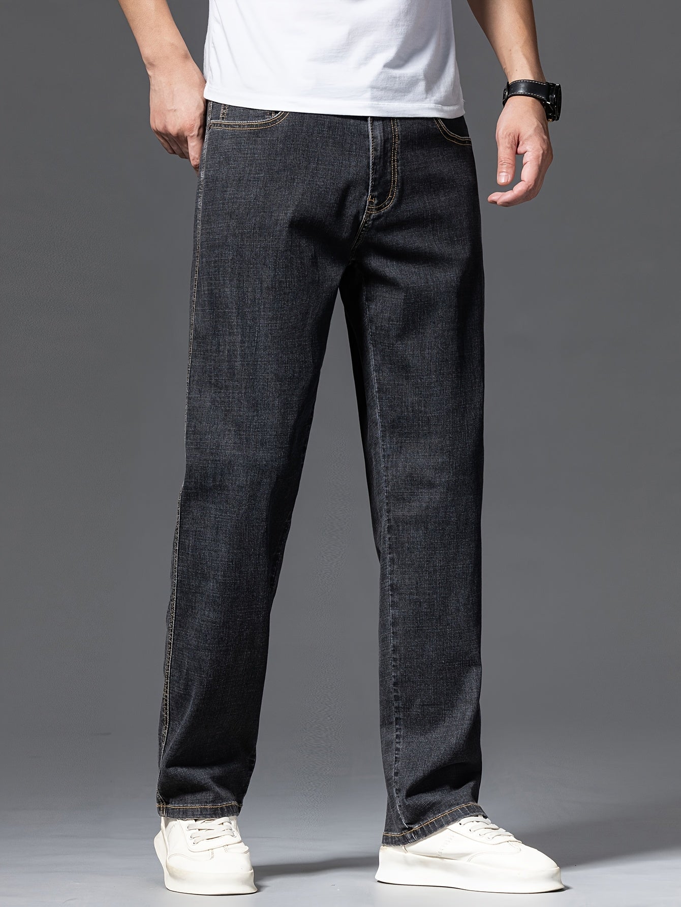 Geng Yuanshi High-End Summer Men's Jeans New Trend Fashion Straight-Leg Light Business Stretch Denim Pants