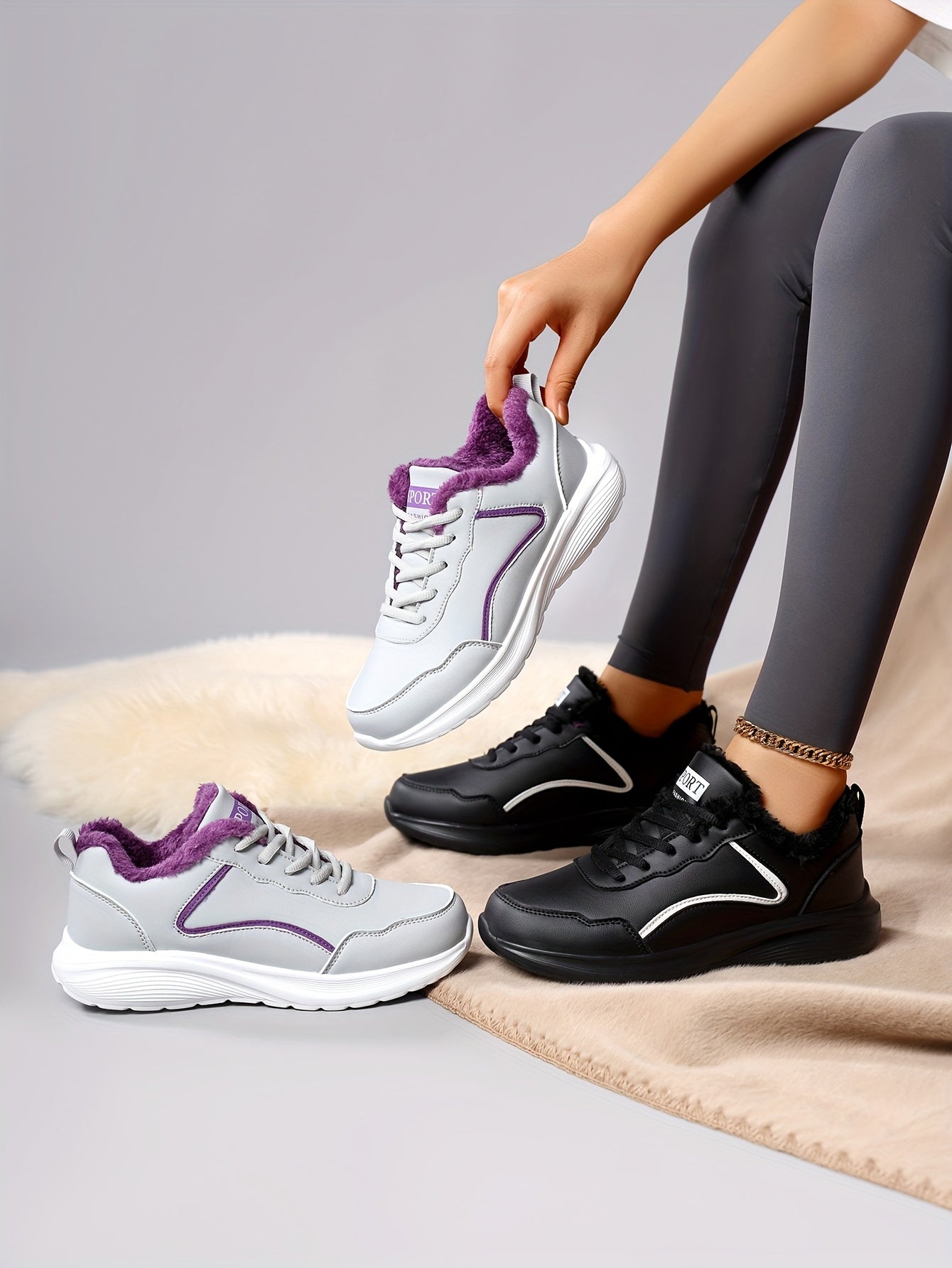 Women'S Winter Snow Boots - Thick Platform Sole for Traction, Lightweight Cold Weather Shoes with Lace-Up Closure, Slip-Resistant EVA Outsole - All- Synthetic faux leather-like Upper - Warm Insulated for Running, Hiking, Ever