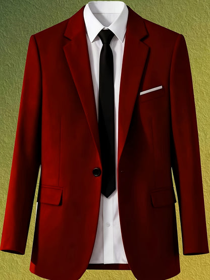 Men's Casual Slim Fit Solid Color Suit Jacket - Lightweight