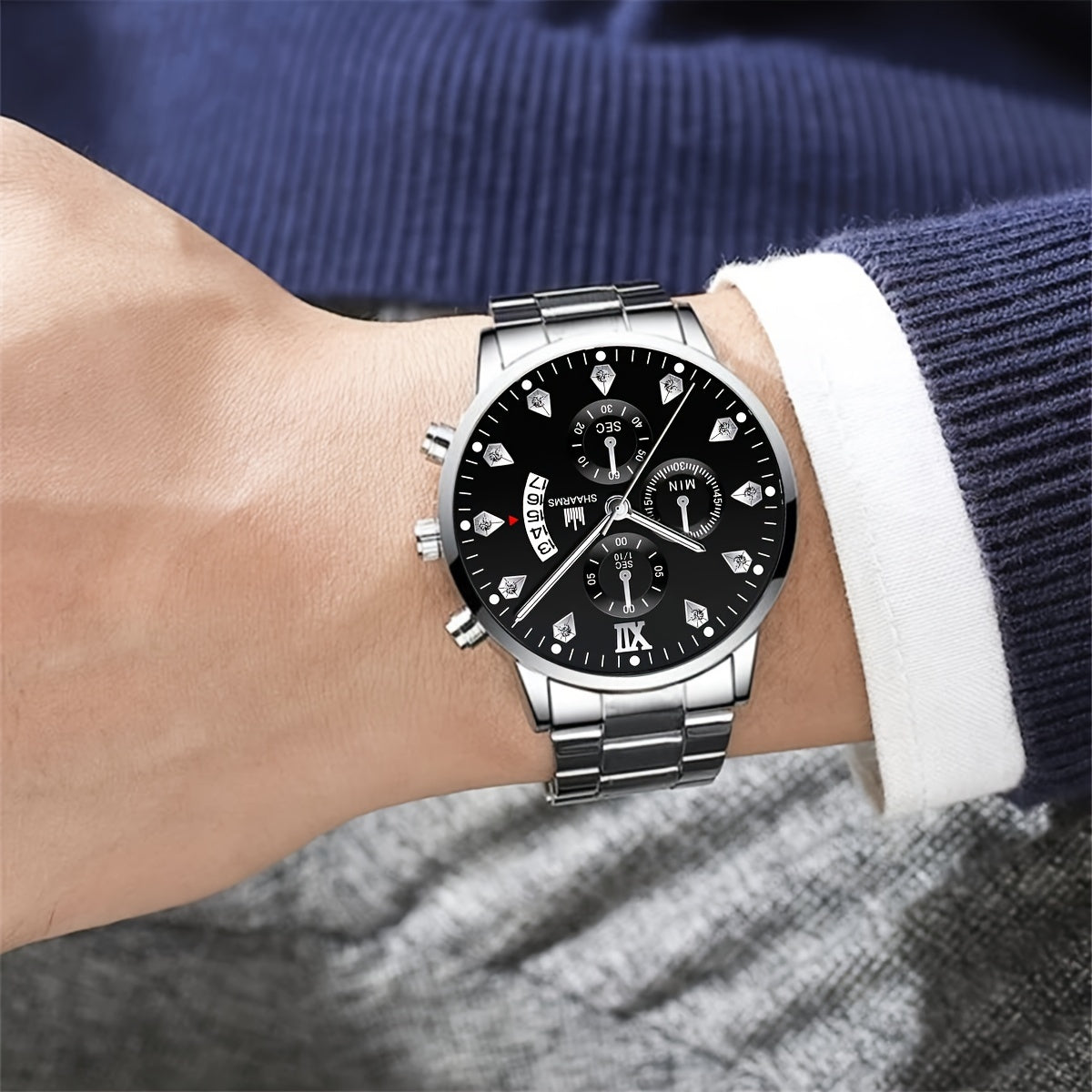 3pcs Men's Fashion High-End Quartz Watch + Business Casual Wallet and Versatile Glasses Combo Set, Perfect Gift for Friends on Holidays and Birthdays, Men's Gift