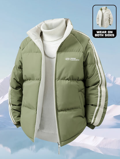 Men'S Heavy-Duty Thermal Jacket - Double-Sided Winter Coat with Full-Zip Closure, Soft Non-Stretch Fabric, Stand Collar - Cold Weather Outerwear for Office, Commuting, Thick, Outdoor - Easy-care Polyester Jacket, Winter Jacke