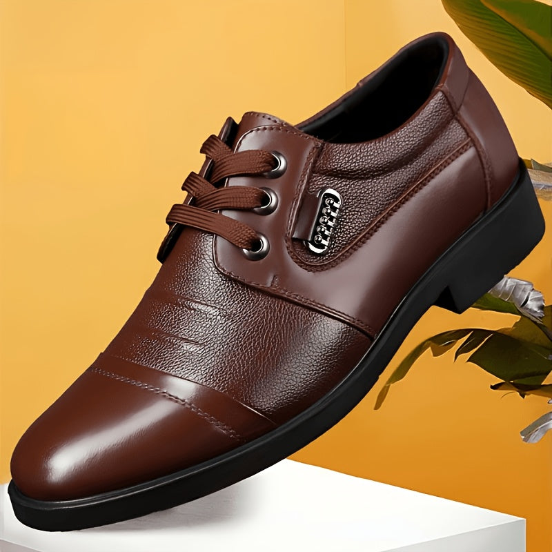 Men's Casual Business Lace-Up Low-Top Shoes, Anti-Slip Rubber Sole