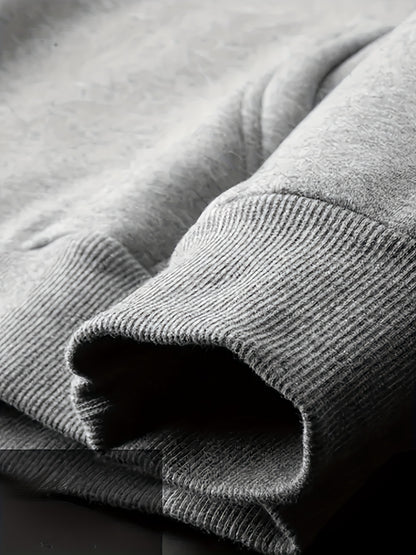 Men'S Heavyweight Hoodie - Thermal Pullover Sweatshirt with Hood, Non-Stretch Fabric, Front Zipper Closure - Winter Warmth for Everyday & Formal Outfits - Black/Gray, Winter Hoodie, Casual Wear, Cozy Clothing, Fleece Lined Ho