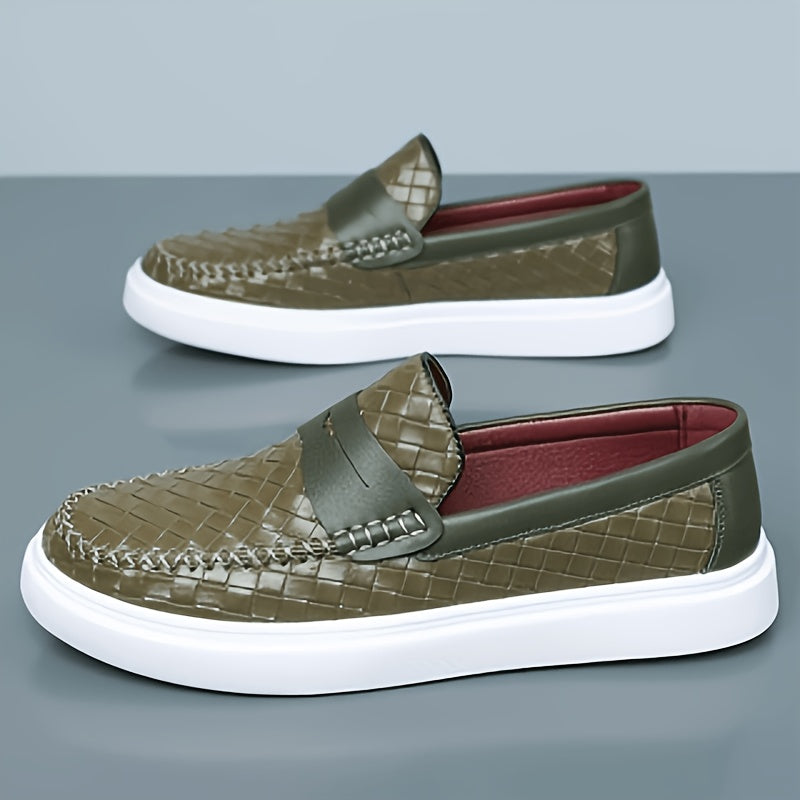 Men's Casual Slip-On Oxford Shoes with Thick Rubber Sole