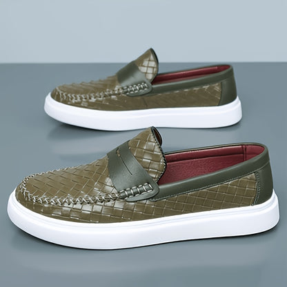 Men's Casual Slip-On Oxford Shoes with Thick Rubber Sole