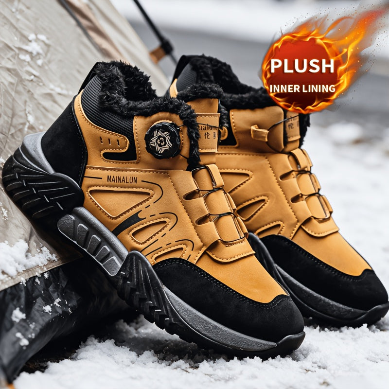 Men's Winter Riding Boots Mid-Top Cold-Proof Hiking Shoes