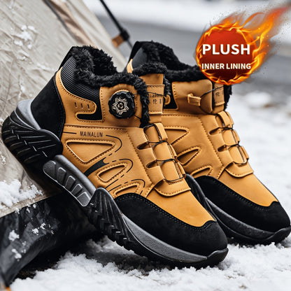 Men's Winter Riding Boots Mid-Top Cold-Proof Hiking Shoes