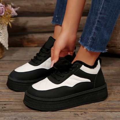 Women's Thick-Sole Winter Boots with Non-Slip Rubber Outsole & Warm - Round Toe Lace-Up Snow Shoes for Dresses, Jeans & Casual Outfits, Lightweight Winter Boots For Women, Snow Boots For Women, Boots For Women Snow, Boots For