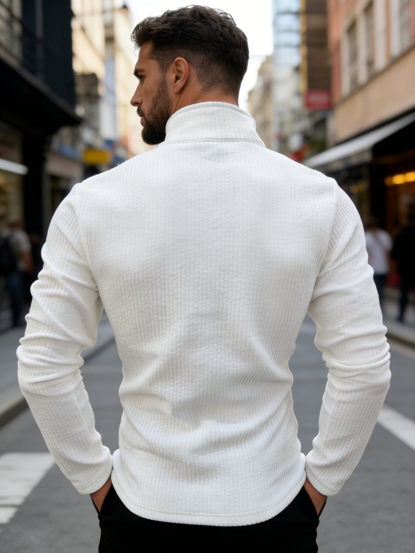 Men's Casual Jacquard Softshell Jacket with Zipper, Sporty