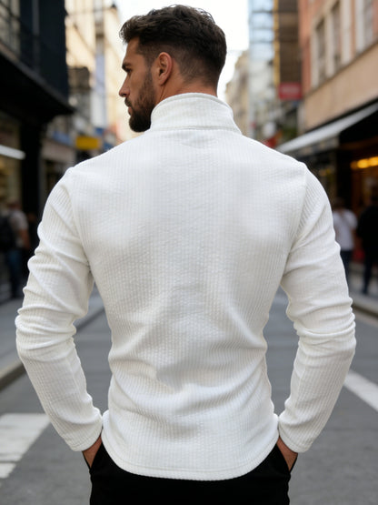 Men's Casual Jacquard Softshell Jacket with Zipper, Sporty