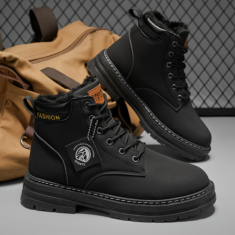 A Pair of Fashionable Men's Boots, Outdoor Warm, Sports Casual Trendy Versatile Shoes for Man