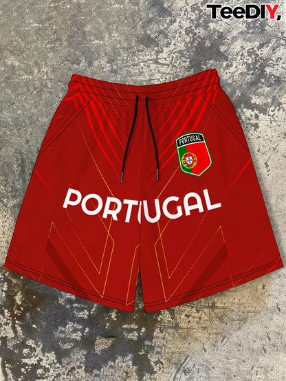 Men's Casual Portugal Football Pride Polyester Shorts