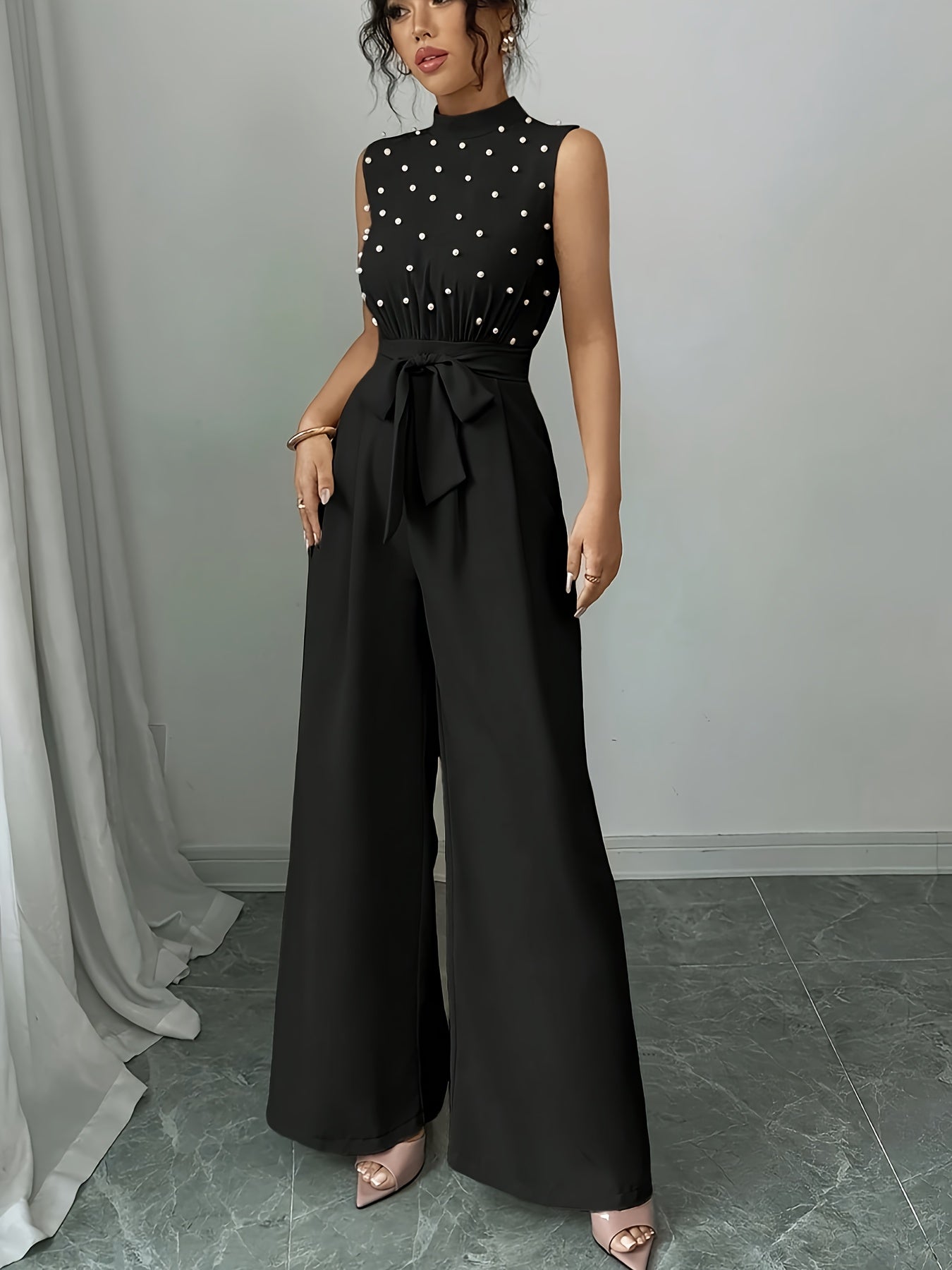Sleeveless High-Neck Wide-Leg Jumpsuit