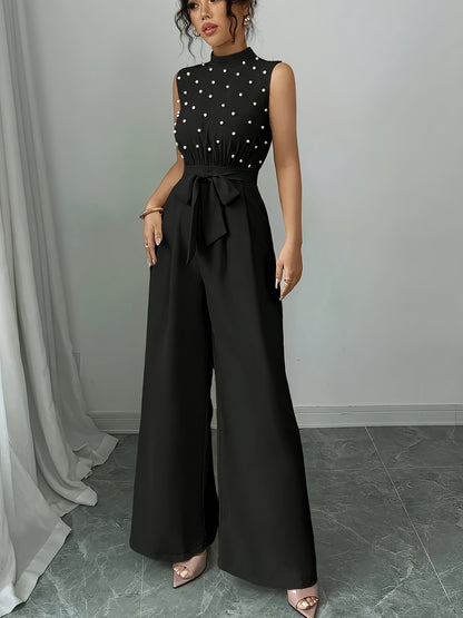 Sleeveless High-Neck Wide-Leg Jumpsuit