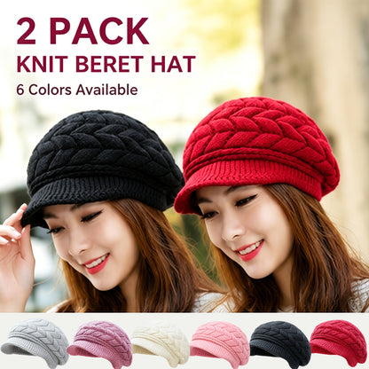 Women's Vintage Cable Knit Newsboy Hats with Sun Visor, Warm & Windpro