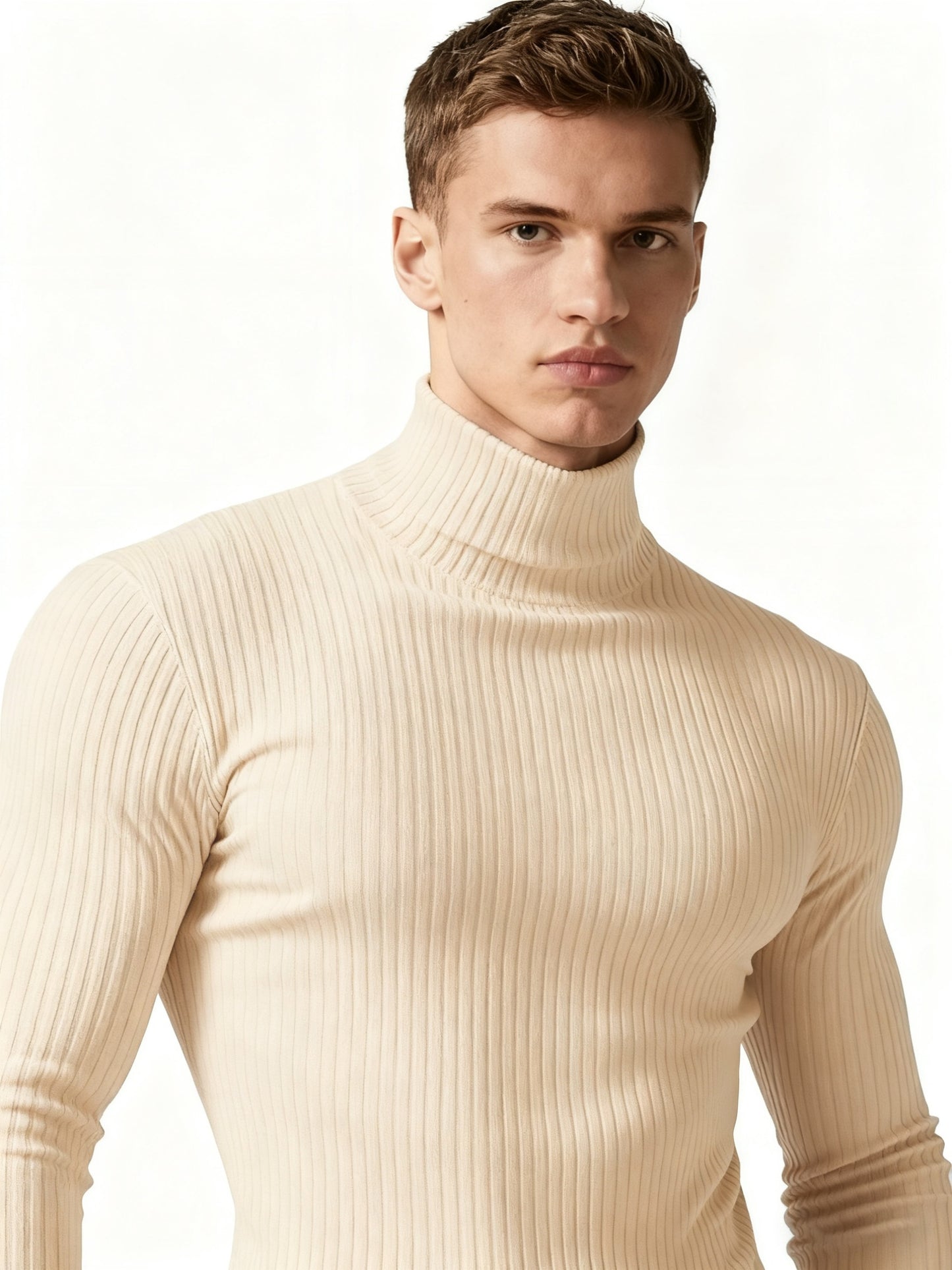 Men'S Long-Sleeve Sweatshirt for Autumn And, Featuring a High Collar, Knitted Design, Casual And Stylish for Outerwear