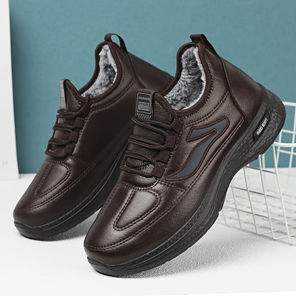 New Winter Men's Versatile Casual Sports Shoes with Fleece Lining, Warm and Comfortable Soft Sole Sneakers
