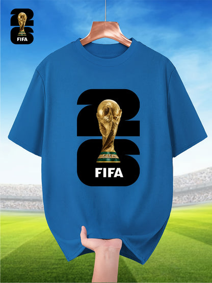 Men's Breathable Summer T-Shirt with FIFA World Cup Print