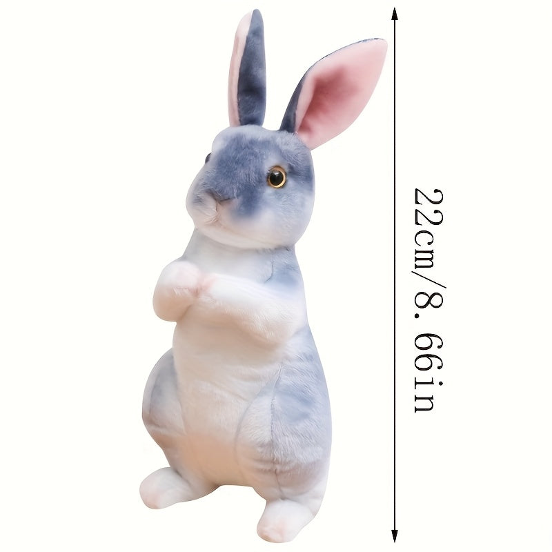 1pc Plush Rabbit Toy in White, Beige, And Black - an Adorable Stuffed Bunny, Perfect for Birthday Gifts And Easter Decorations, Made of Soft Polyester Fabric, Synthetic Fiber Material, And Filled with PP Cotton, Plush Figures