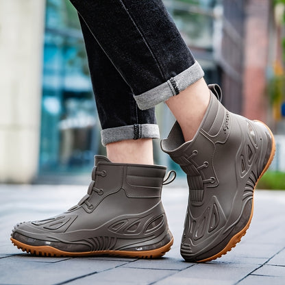 Unisex Short Rubber Rain Boots - Lightweight All-Season Wear