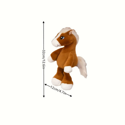 1pc Cartoon Big-Eyed Horse Plush Toy 32cm/12.6in Khaki Light Brown Dark Brown Three Colors Available Suitable for Halloween Thanksgiving Christmas New Year Valentine's Day Mother's Day Carnival Easter Use in Living Room Sofa