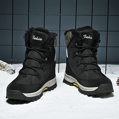 Men's & Women's Winter Snow Boots with Plush Lining & Slip-Resistant Rubber Sole - High-Ankle Lace-Up PU Shell, Insulated Cold-Weather Traction for Hiking, Hunting, Outdoor Activities - Unisex Heavy-Duty Round-Toe Boots for M