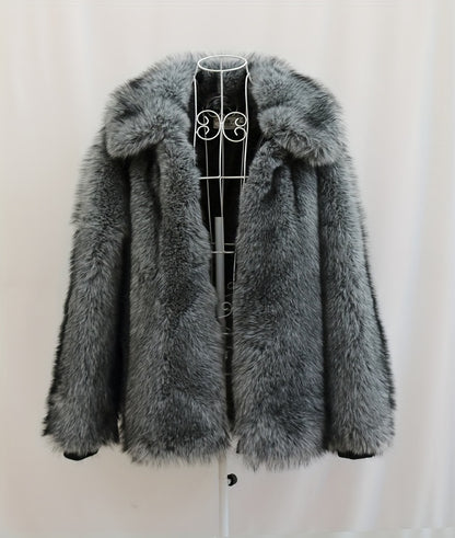 Men'S Faux Fur Coat with Imitation Fur Lining, Square Neck Zipper Short Winter Windproof Warm Loose Casual Jacket for Young Style