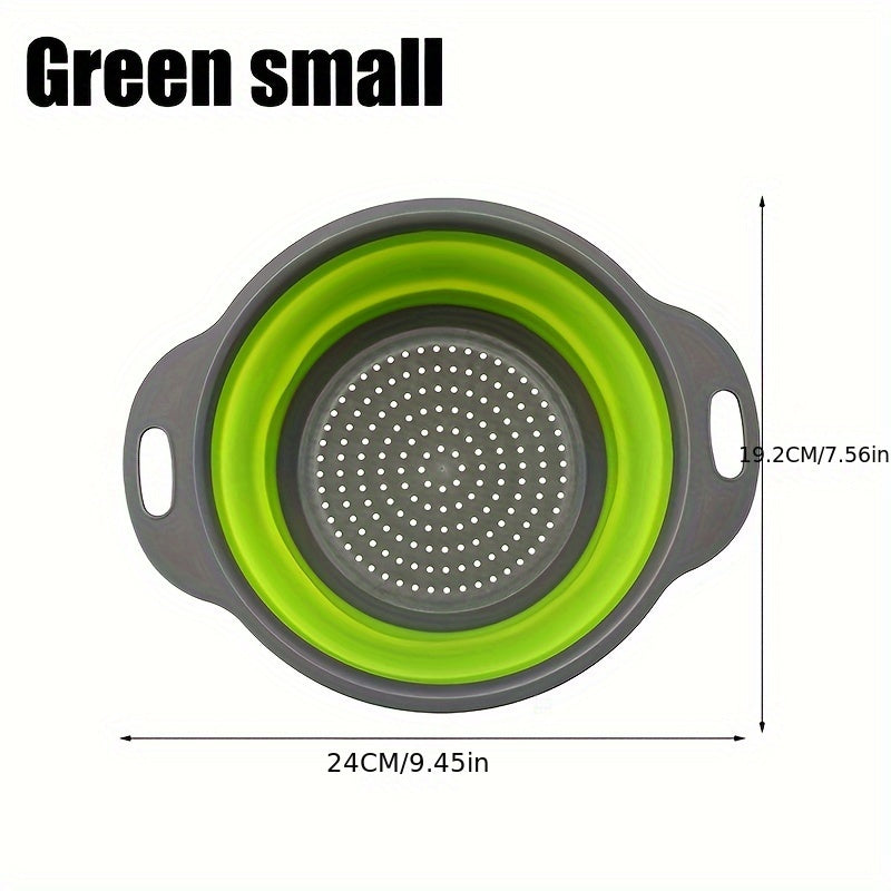 1/2 Set Round Silicone Kitchen Drain Basket Set Collapsible Funnel - 1 Large, 1 Small, Very Suitable for Draining Pasta, Vegetables and Fruits