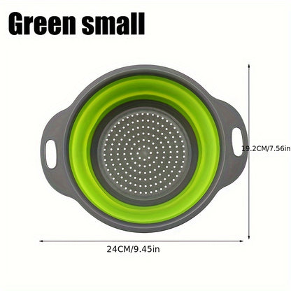 1/2 Set Round Silicone Kitchen Drain Basket Set Collapsible Funnel - 1 Large, 1 Small, Very Suitable for Draining Pasta, Vegetables and Fruits