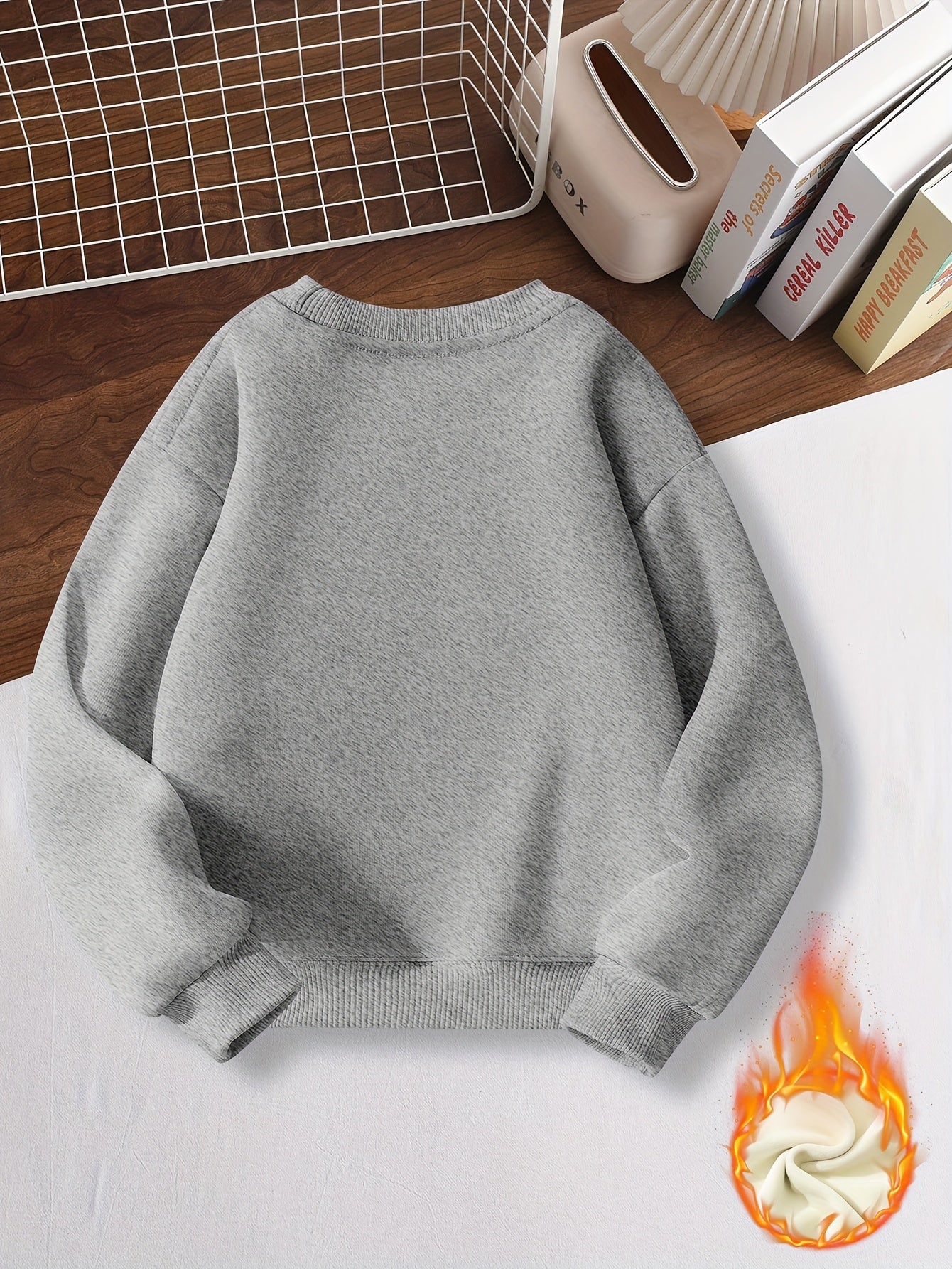 Boys' Warm Fleece Dinosaur Pullover Sweatshirt for Fall Winter