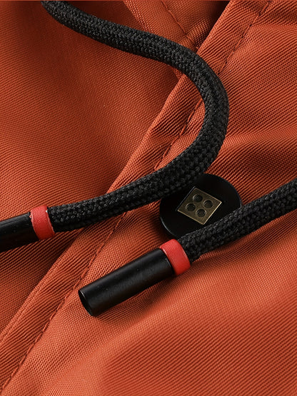 Men'S Winter Jacket with Full-Zip Closure, Hooded Insulated Coat - Bright Orange Cold Weather Outerwear, Zippered Pockets & Hood - Non-Stretch Fabric for Hiking, Commuting, Everyday - Fall/Winter Jacket for Adults, Outdoor Ac