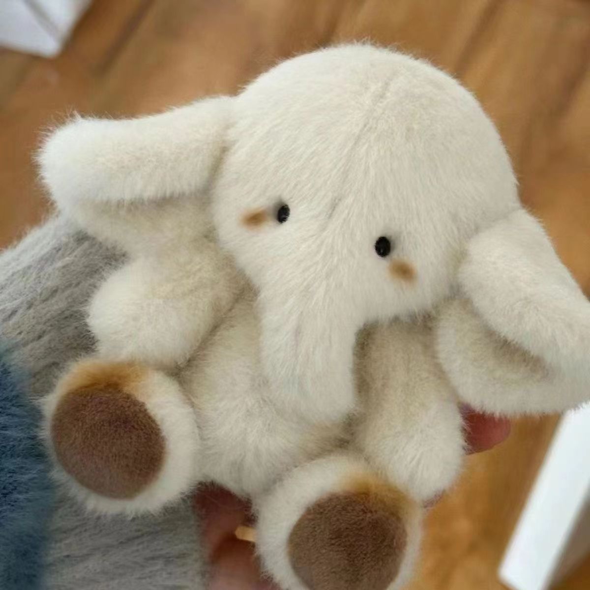 New Cream White Big Ears Elephant Plush Toy, Adorable Fluffy Doll Pendant Valentine's Day Gift