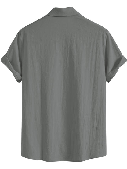 Men's Summer Cotton Shirt and Shorts Set - Casual Outdoor Wear