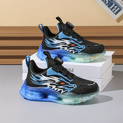boys' High Quality Faux Sneakers - Rotating Buckle, Breathable & Non-Slip for Boys & Girls - Perfect for Running & Casual Attire dragon school day