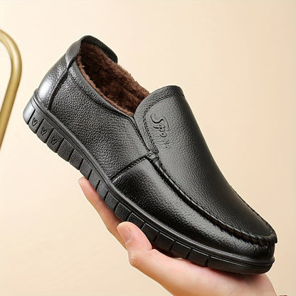 Men's Fuzz-lined Loafer Shoes, Comfy Non-slip Slip On Shoes, Men's Footwear, Fall And Winter