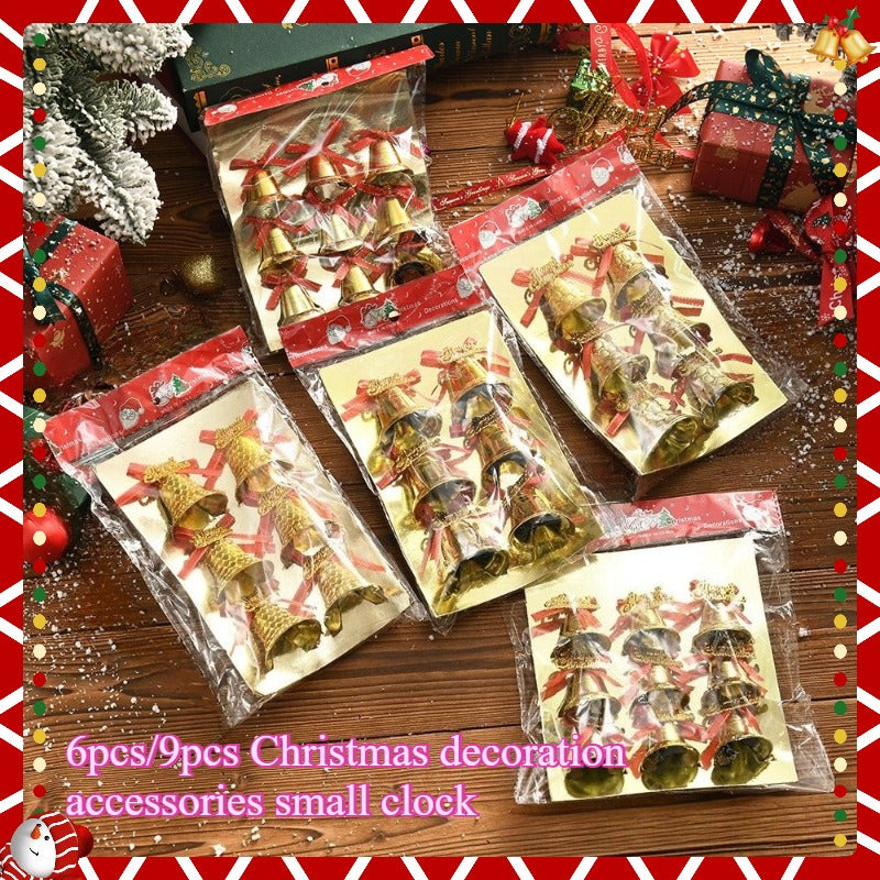 6pcs/9pcs Golden Yellow Small Bells Christmas Ornaments - Classic Golden Bell Decorations with Red Ribbon-like Hangers, Plastic Non- Tree & Wreath Bells for Xmas, New Year, Wedding, Party - & Pets (Bulk Pack), Christmas Decor