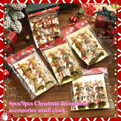 6pcs/9pcs Golden Yellow Small Bells Christmas Ornaments - Classic Golden Bell Decorations with Red Ribbon-like Hangers, Plastic Non- Tree & Wreath Bells for Xmas, New Year, Wedding, Party - & Pets (Bulk Pack), Christmas Decor