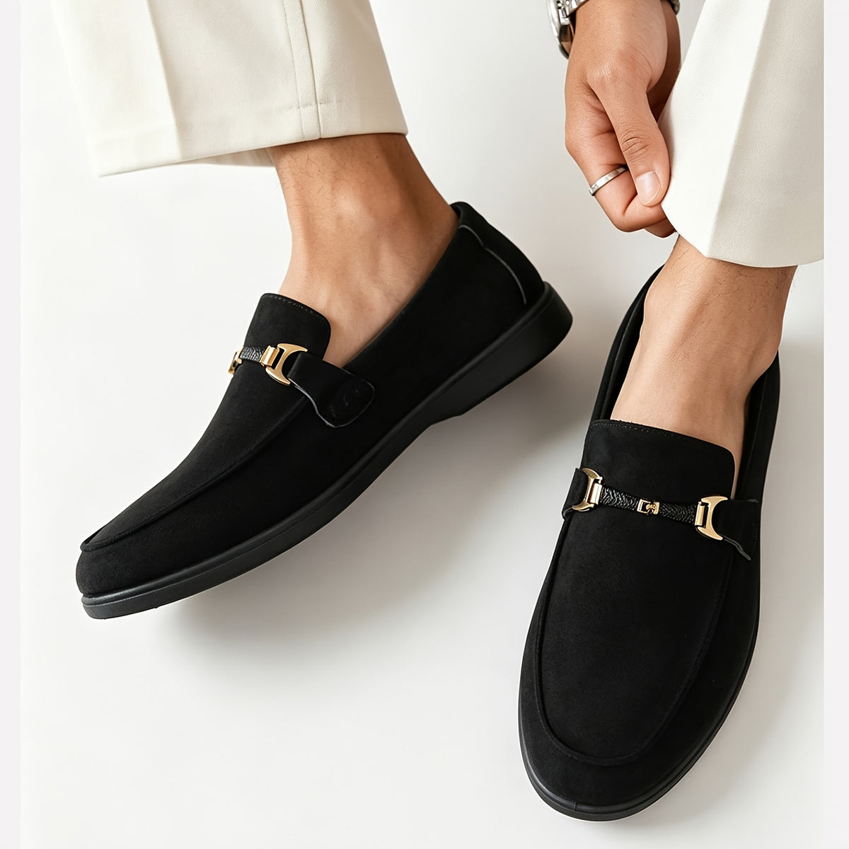 Men's Classic Slip-On Loafers with Comfortable Fabric Upper