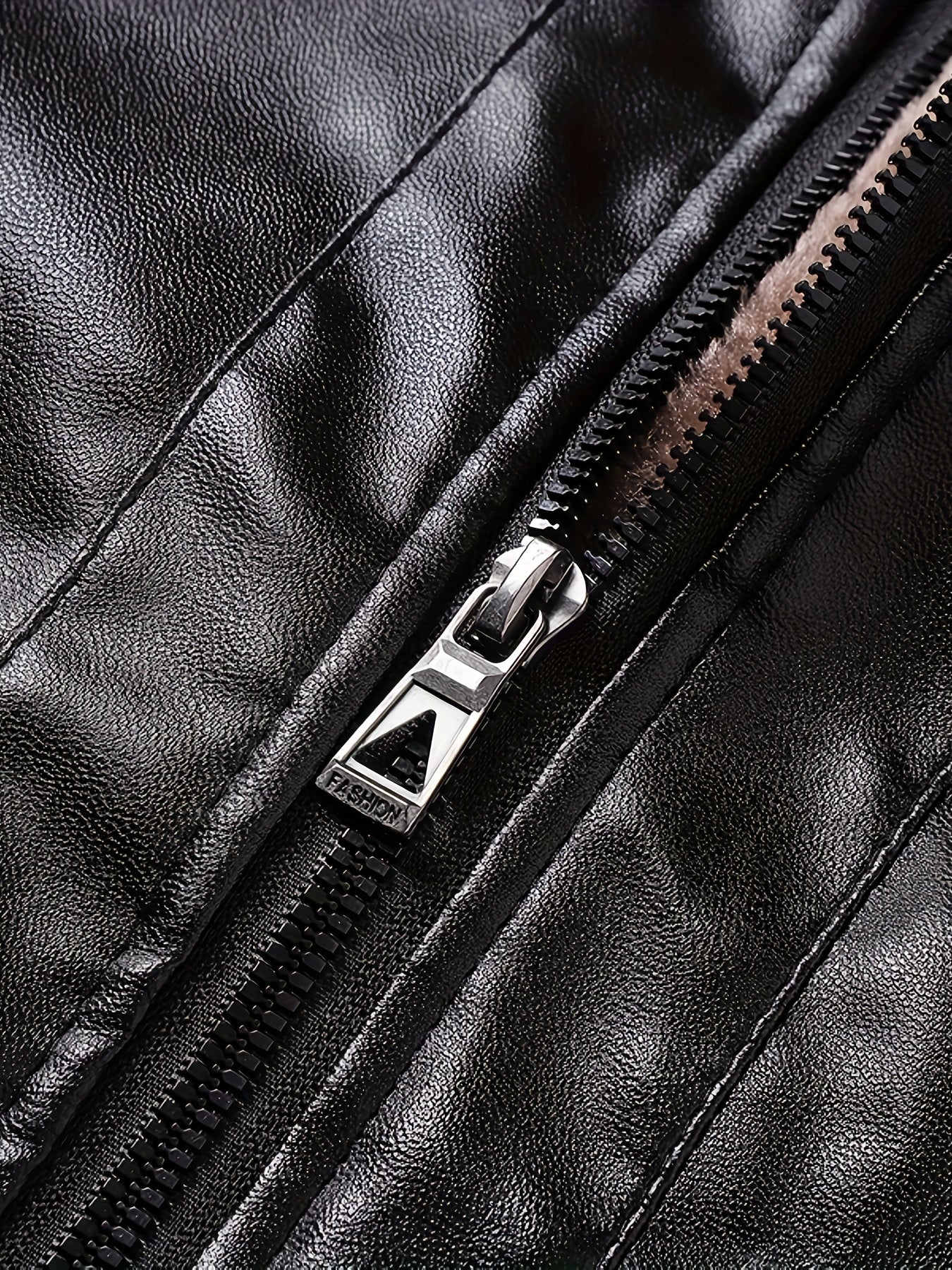 Men'S Faux Leather Jacket with Fleece Lining, a Warm Winter Coat Featuring a Stand Collar And Zip Closure, Stylish Casual Menswear, Available in Black/Brown Fashionable Motorcycle Jacket, Windproof And Warm, Perfect for Cold