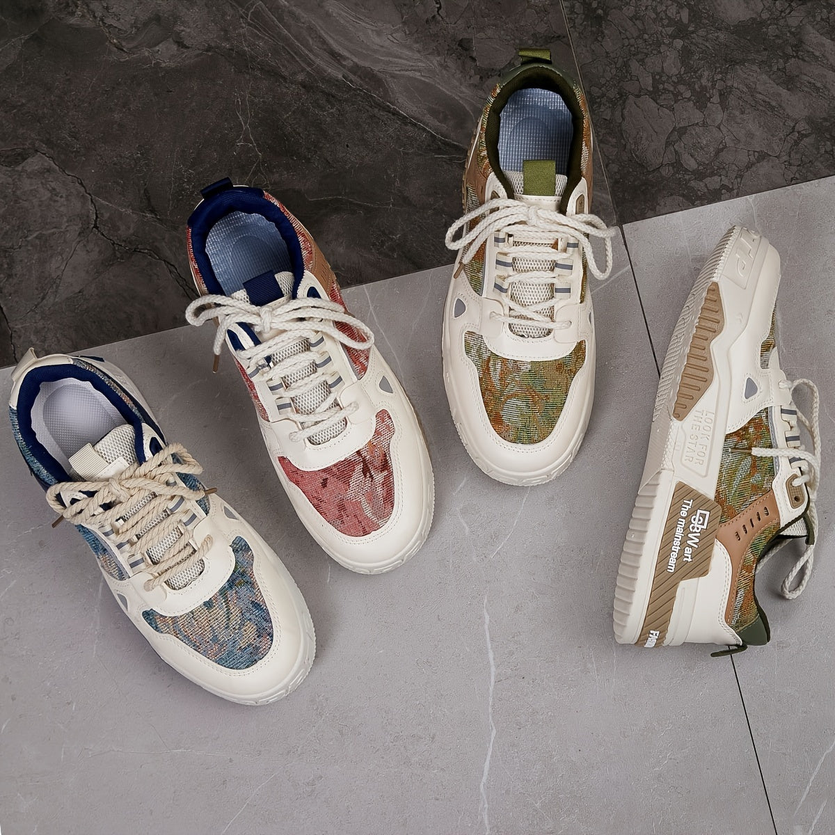 Men's Trendy All-Season Sneakers - Breathable, Non-Slip Casual  Sport Shoes with Thick Platform Sole, Lace-Up Design, Fashion Sneakers