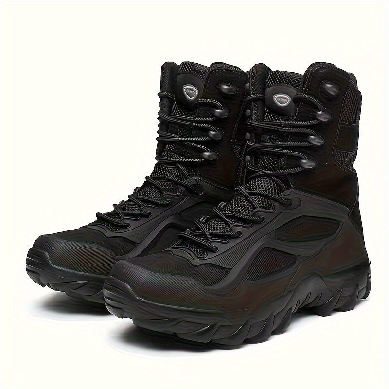 Men's High-Top Outdoor Hiking Boots with Fabric Upper