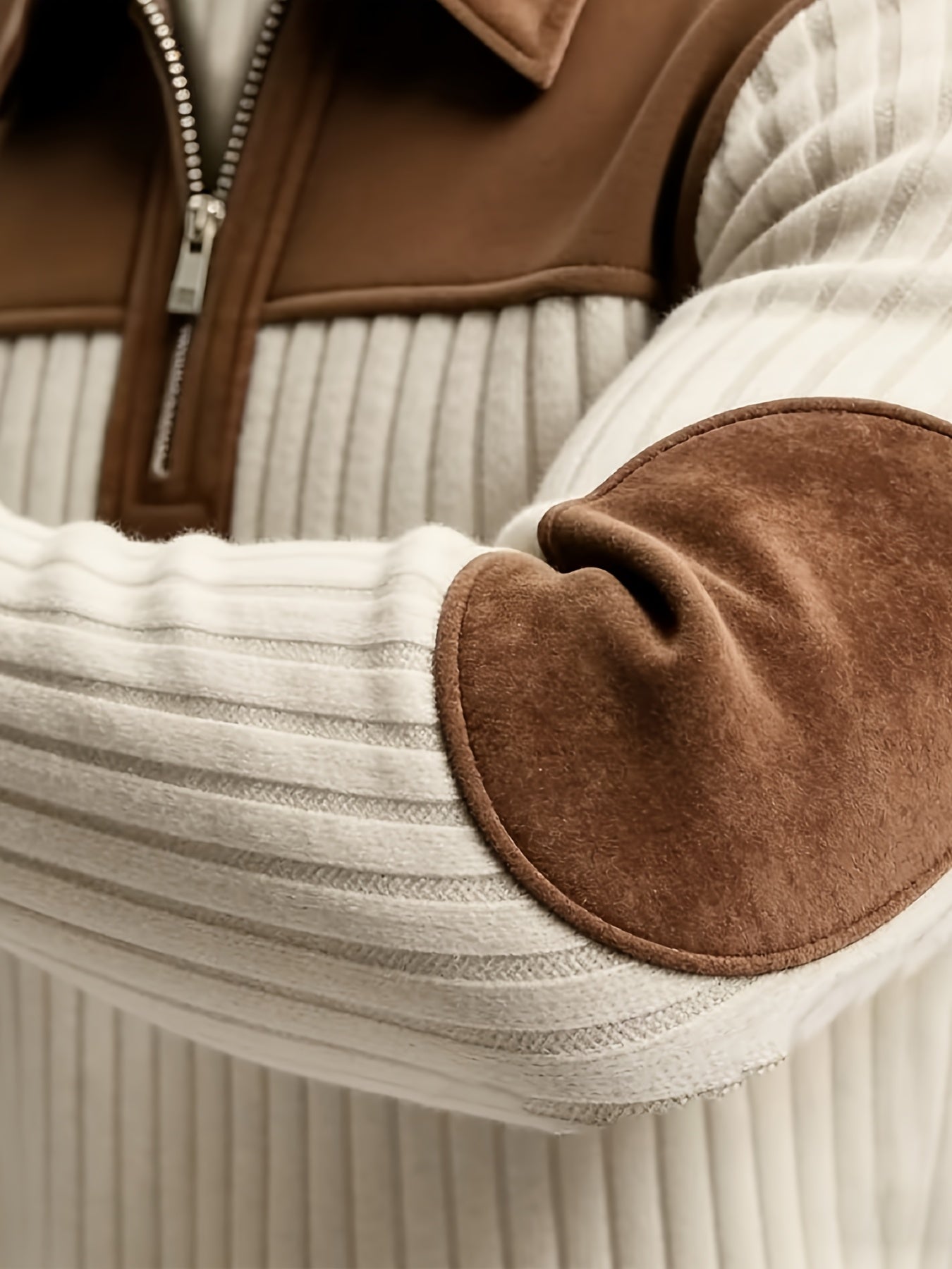 Men's Autumn Winter Color Block Pullover Sweater with Lapel