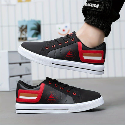 Athletic Chic   Men's Fashion Sneakers YY-9003, Casual Sports Low Top Lace-Up Shoes with Striped Microfiber Synthetic Upper, Fabric Inner  EVA Sole for Outdoor Running