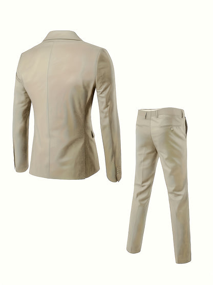 Men's 3-Piece Formal Suit Set with Jacket, Vest & Pants