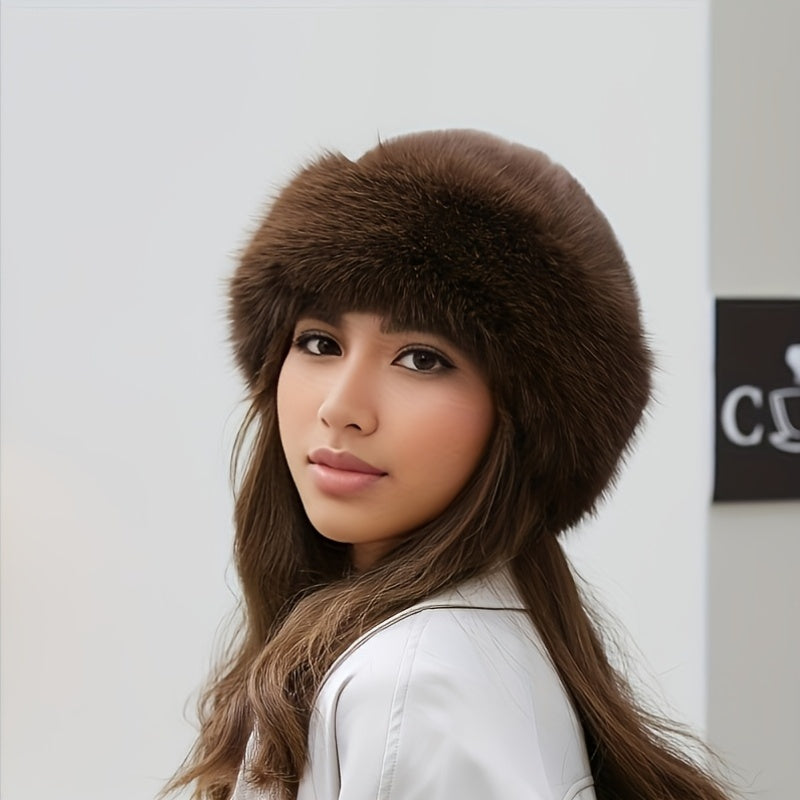 Women's Faux Fur Winter Bucket Hat, Soft Warm Thermal Hat