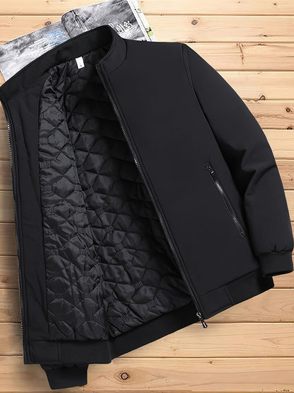 Men's Polyester Fleece Jacket - Basic 100% Polyester Stand Collar Zippered Sweatshirt - Non-Stretch, Solid Color Golf & Casual Outdoor Jacket - Spring/Fall All-Purpose Regular Fit Hiking, Camping, Streetwear & Indoor Use