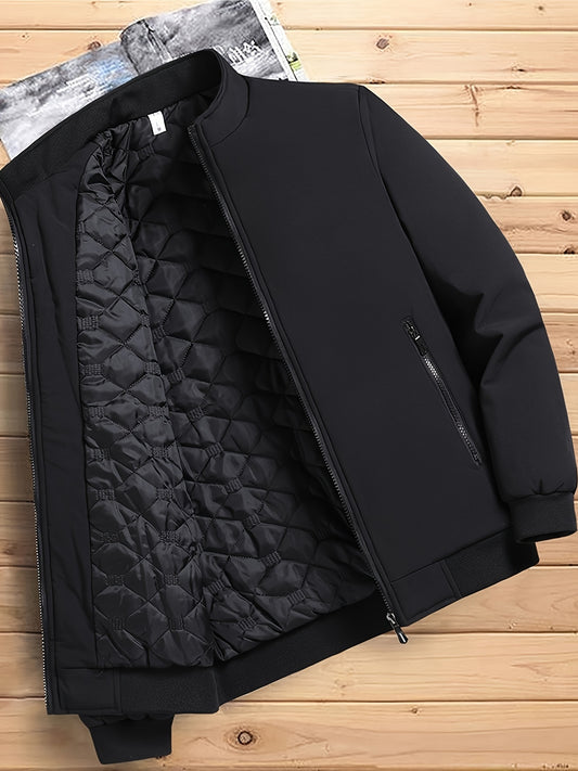 Men's Polyester Fleece Jacket - Basic 100% Polyester Stand Collar Zippered Sweatshirt - Non-Stretch, Solid Color Golf & Casual Outdoor Jacket - Spring/Fall All-Purpose Regular Fit Hiking, Camping, Streetwear & Indoor Use