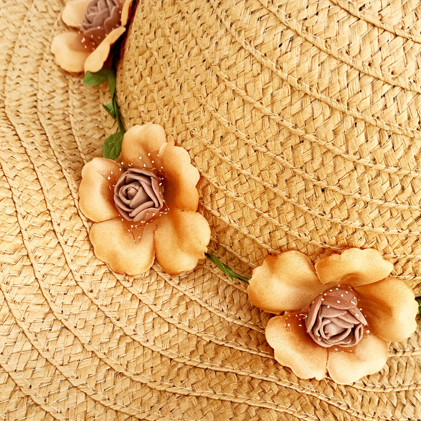 Women’s Adjustable Straw Hats with Floral Design and Carry Bag