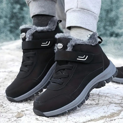 Men's & Women's Heavy-Duty Winter Snow Boots - Thick Short Boots with PU Upper, Rubber Sole & Striped Tread - Hiking, Mountaineering, Ice Climbing Shoes - Warm Cold Weather Footwear (Unisex Sizes Available)